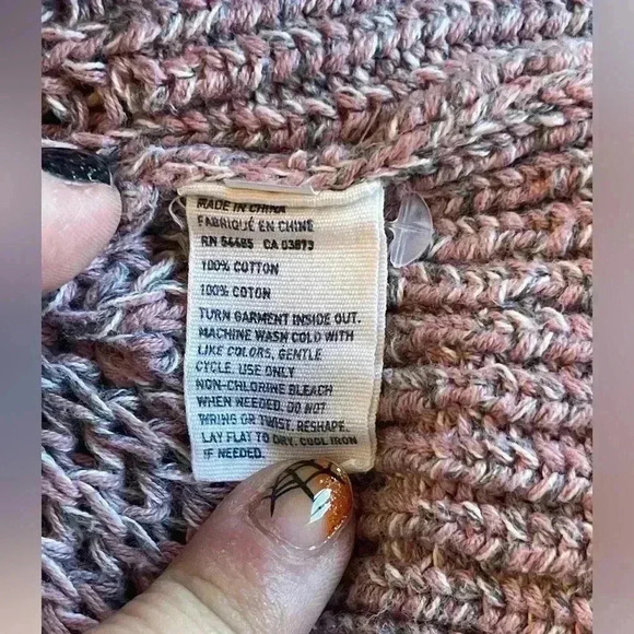 American Eagle Pink Gray Marled Chunky Knit Button Front Cardigan Medium Pockets - Picture 6 of 9